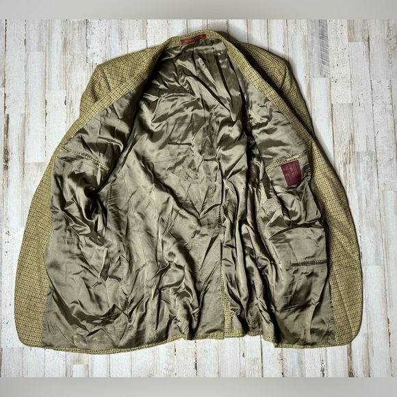 Vintage Nordstrom Men's Silk Wool Light Brown Tweed Blazer 43L - Picture 9 of 11